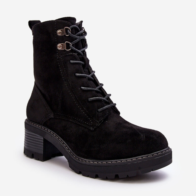 PS1 Stivaletti stringati con tacco basso da donna neri di Adinail nero 2
