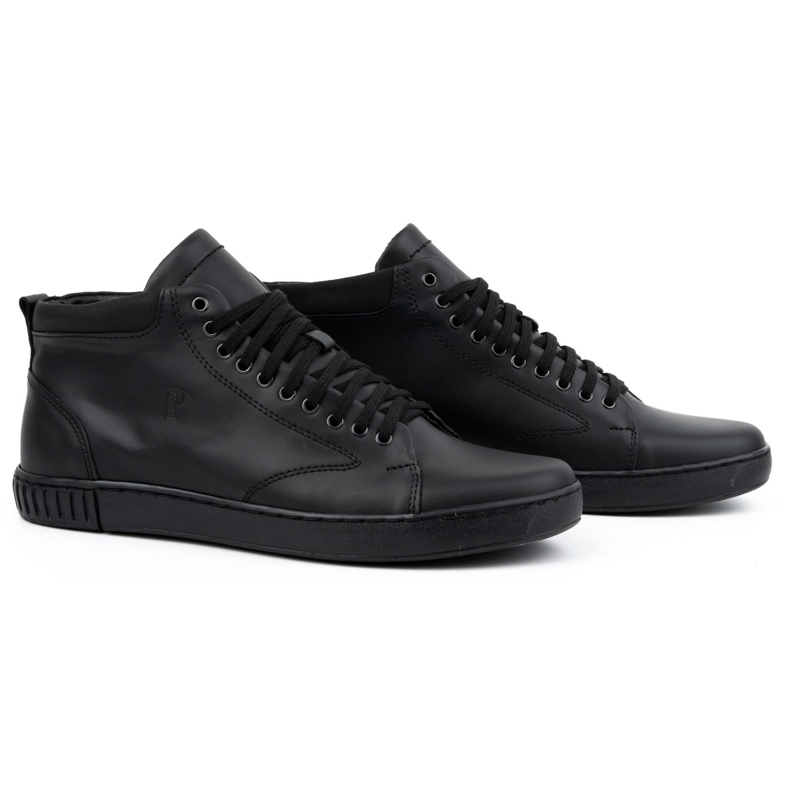 Polbut Scarpe da ginnastica da uomo in pelle, non isolate, 2108, nere nero 2