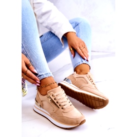 Scarpe sportive in pelle scamosciata femminile sulla piattaforma Dark Beige 3