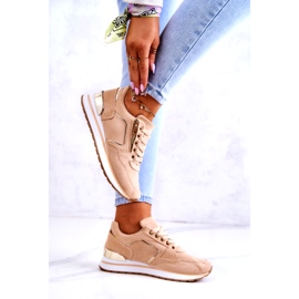 Scarpe sportive in pelle scamosciata femminile sulla piattaforma Dark Beige 2