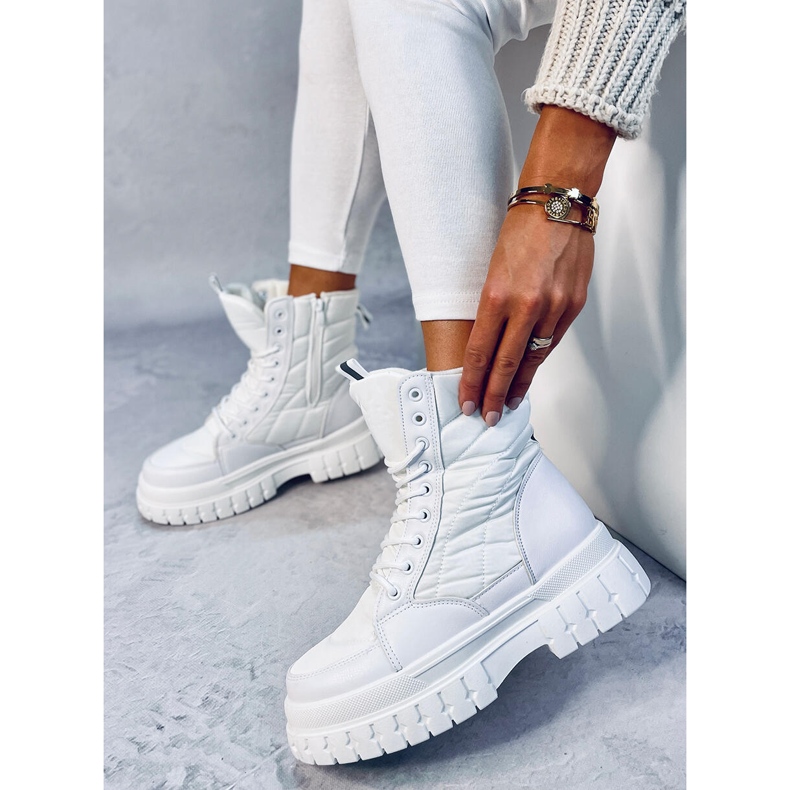 Stivale stringato piatto Barkin Blanco bianco 2