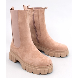 Stivaletti Chelsea color kaki con tassello beige 1
