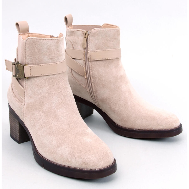 Stivaletti Yonda Beige con tacco stabile 1