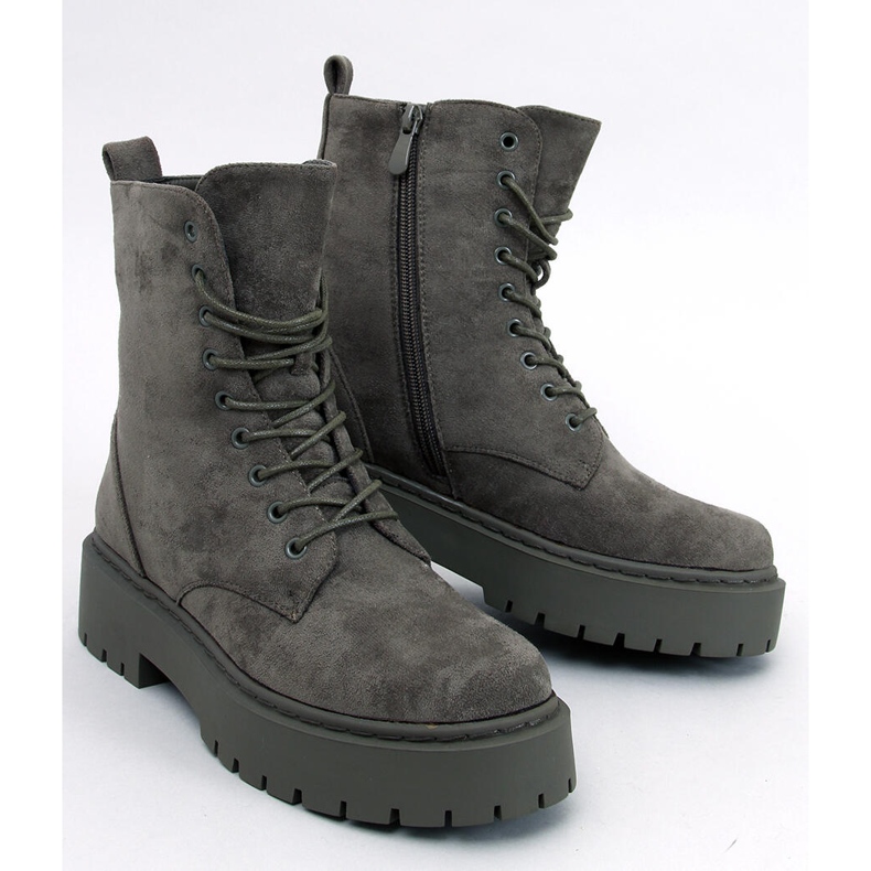 Stivaletti con plateau stringati Burse Green verde 1