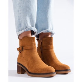 Stivaletti Shelovet in camoscio color cammello marrone 1
