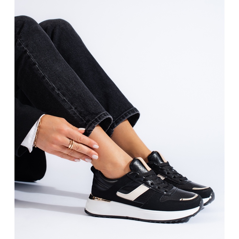 Sneakers nere con plateau Shelovet nero 1