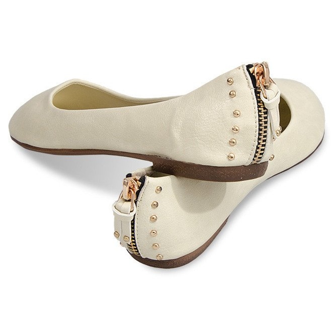 BM Ballerine Con Borchie Cerniera S-151 Beige 2
