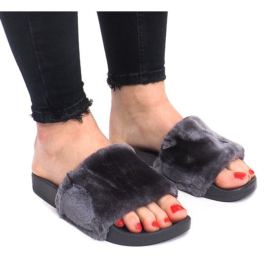 Ciabatte Con Pelliccia LS-1 Grigie grigio 2