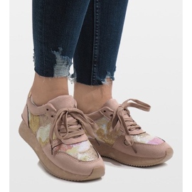 Sneakers sportive rosa con zeppa T025 2