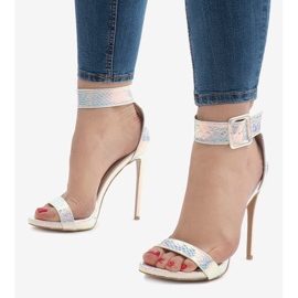 Sandali argento iridescenti tacchi alti L1543 d'argento 1