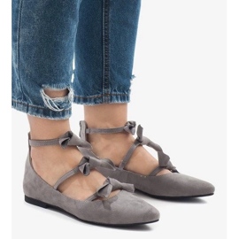 Ballerine stringate grigie con fiocchi G-47 grigio 1