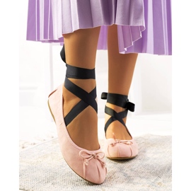 Ballerine stringate rosa con fiocchi B-62 1