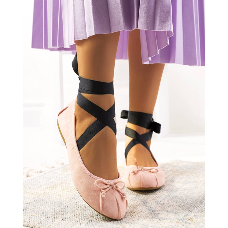 Ballerine stringate rosa con fiocchi B-62 1