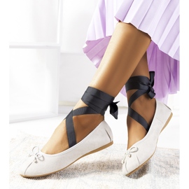 Ballerine stringate grigie con fiocchi B-62 grigio 1
