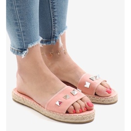 Pantofole jeans rosa 7087 borchie 1