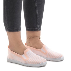 Sneakers slip-on a righe pesca XJ-2909 bianco giallo 1