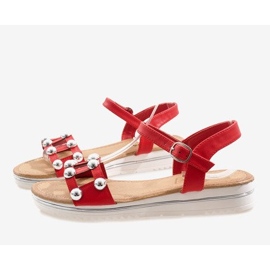 Sandali rossi con zeppa con elastico 35-128 rosso 1