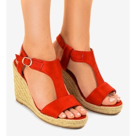 Sandali rossi con zeppa espadrillas H-69 rosso 1