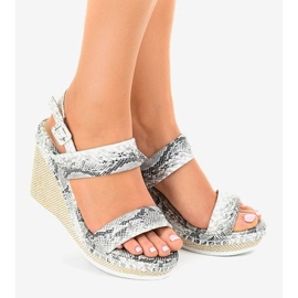 Sandali con zeppa serpente U-6291 bianco 1