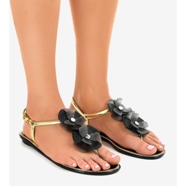 Pantofole nere a fiori KG19P nero 1