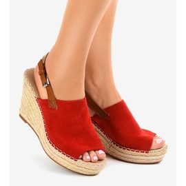 Sandali rossi con zeppa espadrillas KA-20 rosso 1