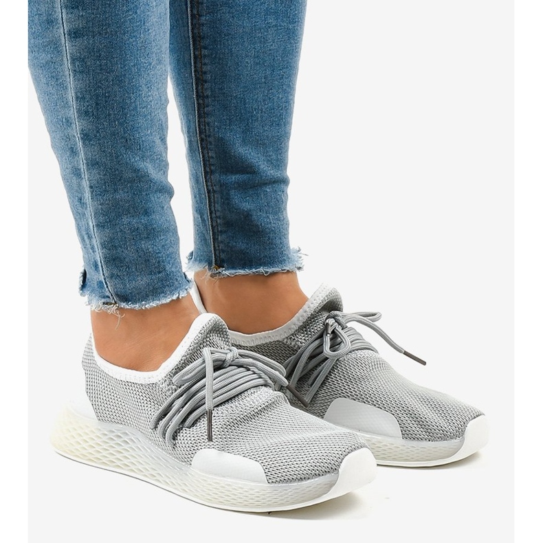 Scarpe sportive da donna grigie B-6851 grigio 1