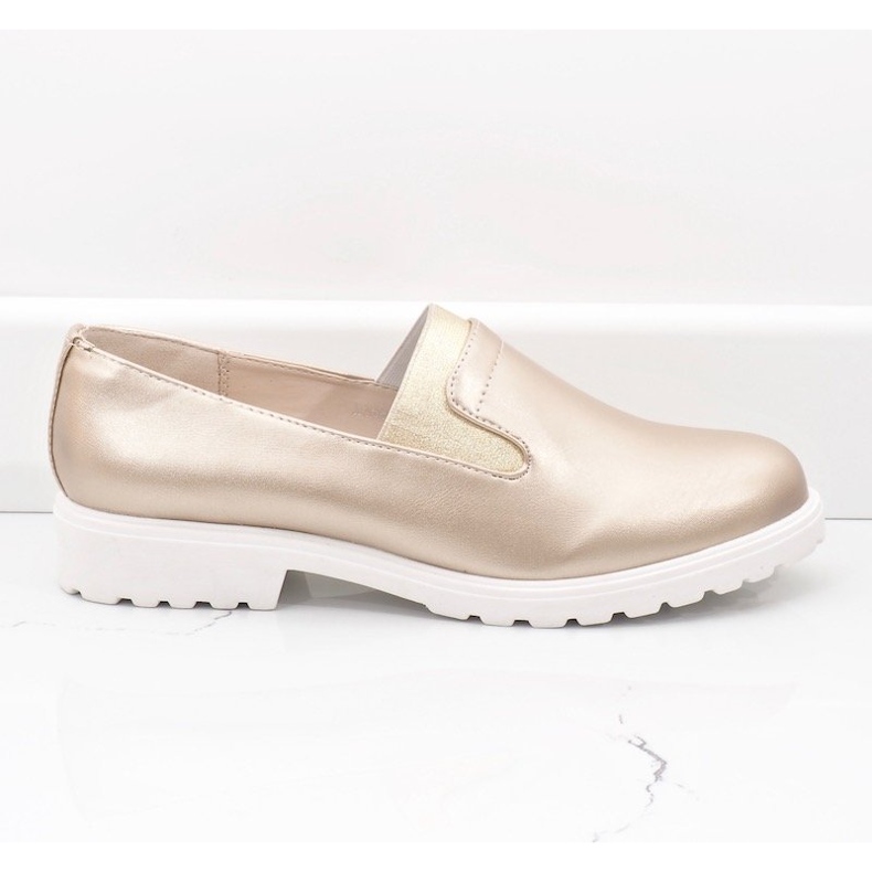 Scarpe slip-on dorate sulla piattaforma XC683-3 d'oro 1