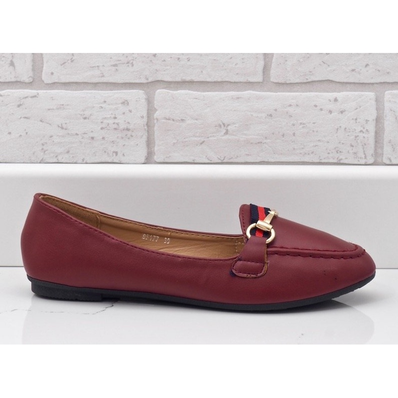 Mocassini ballerina in ecopelle bordeaux 9F177 rosso 1