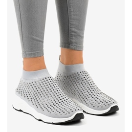 Scarpe sportive grigie con zirconi LG27 grigio 1