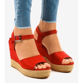 Sandali rossi con zeppa espadrillas 9R195 rosso 1