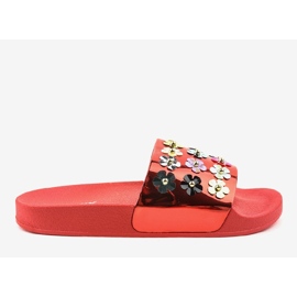 Infradito rosse con fiori D7659-4 rosso 1