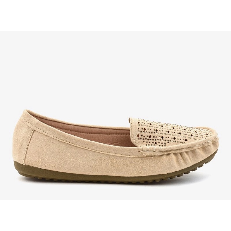 Mocassini beige traforati con paillettes YSD823Y 1