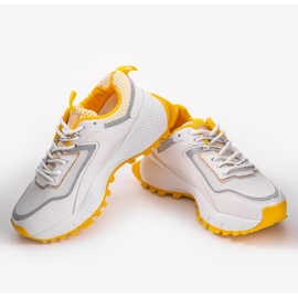 Sneakers bianche con inserti gialli RAL-69 bianca giallo 1