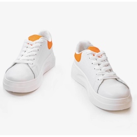 Sneakers bianche lucide LLQ204-3 bianco arancia 1