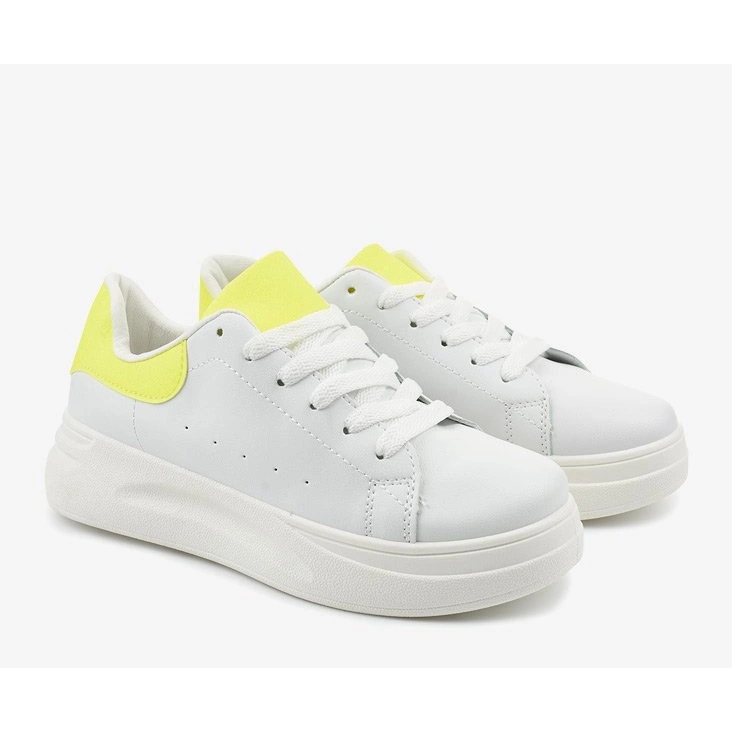 Sneakers bianche lucide LLQ204-10 bianca giallo 1