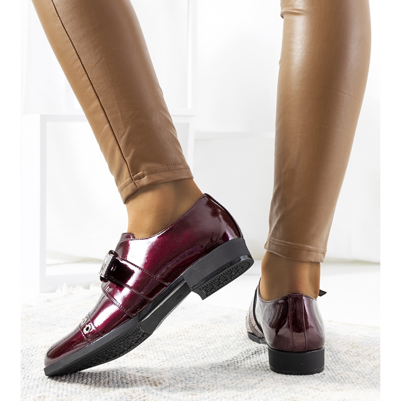 Scarpe laccate bordeaux con fibbia C18-6263-2 rosso multicolore 1
