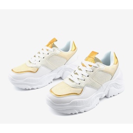 Sneakers sportive bianche con inserti dorati AB679 bianca d'oro 1