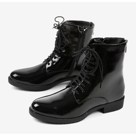 Stivali da lavoro da donna in vernice nera A8316 / B nero 1