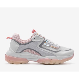 Sneakers sportive bianche e rosa 9796 bianca grigio d'oro 1