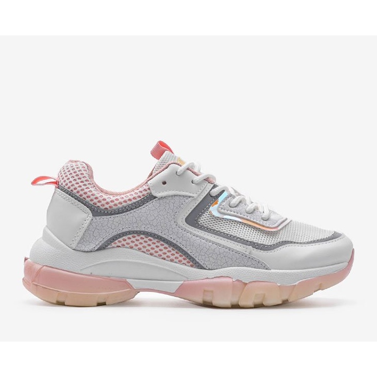 Sneakers sportive bianche e rosa 9796 bianco grigio d'oro 1