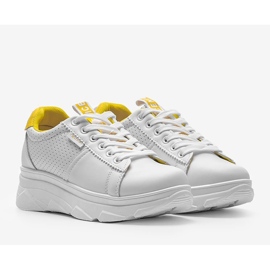 Sneakers sportive bianche e gialle BO-529 bianca giallo 1