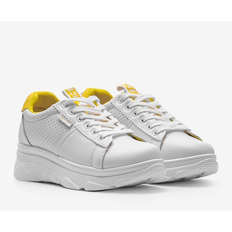 Sneakers sportive bianche e gialle BO-529 bianca giallo 1