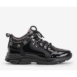 Sneakers nere Giovanna con zeppa nero 1