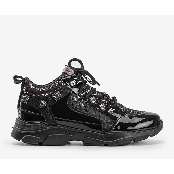 Sneakers nere Giovanna con zeppa nero 1
