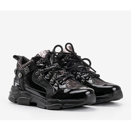 Sneakers nere Giovanna con zeppa nero 2