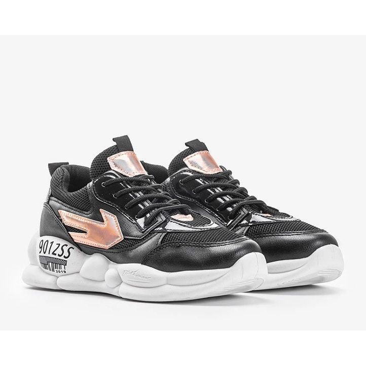 Sneakers nere olografiche di Jacey nero d'oro 1