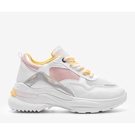 Sneakers bianche con inserti olografici Karlie bianco rosa 1
