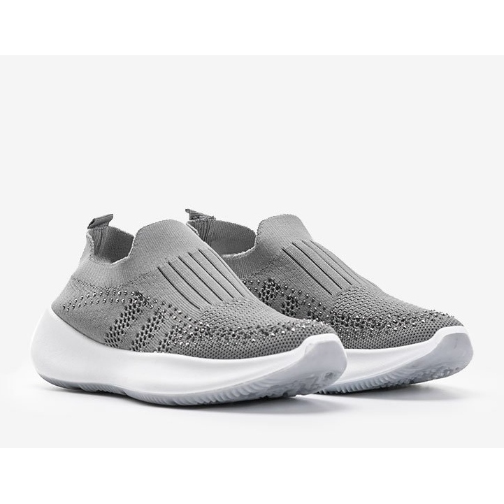 Scarpe sportive grigie con zirconi Mia grigio 1