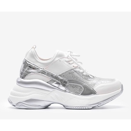 Sneakers bianche e argento su una spessa suola Lea bianco 1
