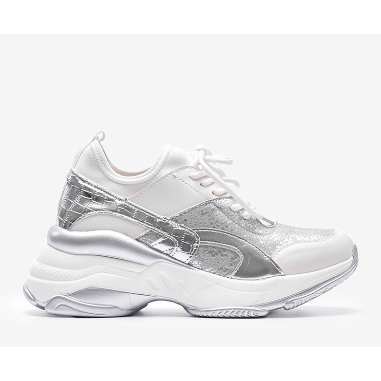 Sneakers bianche e argento su una spessa suola Lea bianca 1